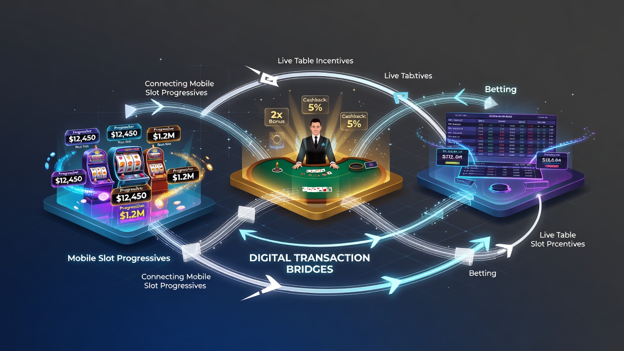Live integration of betting promotions with mobile slot progressives and table incentives via digital payment bridges