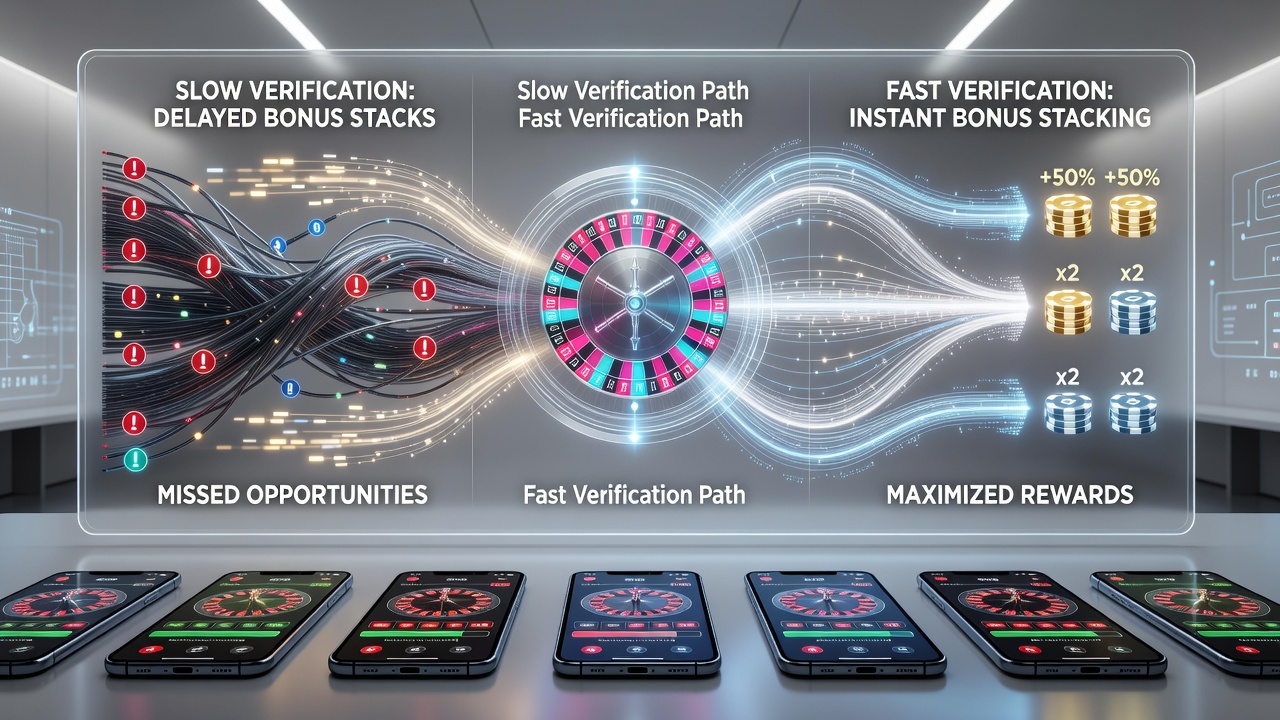 Smartphone screen showing blackjack hand alongside sports betting markets with active bonus stacking notifications