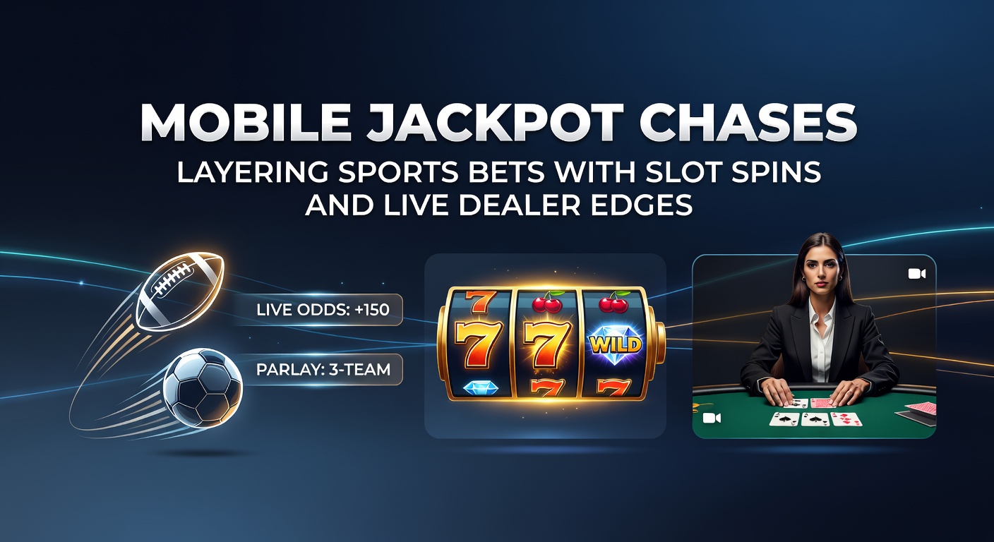 Close-up of a mobile jackpot slot screen layered over a live sports betting interface, with progressive meter glowing