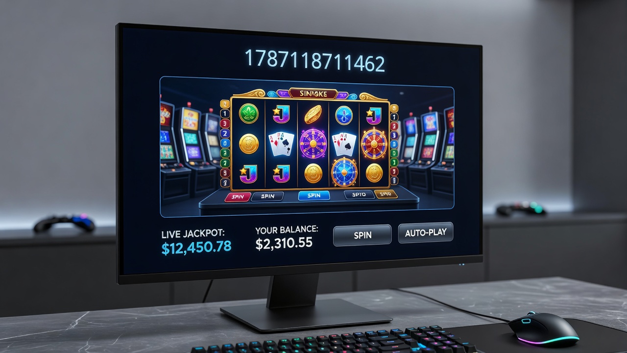Close-up view of a mobile device displaying an online casino app with slot reels and live blackjack table options