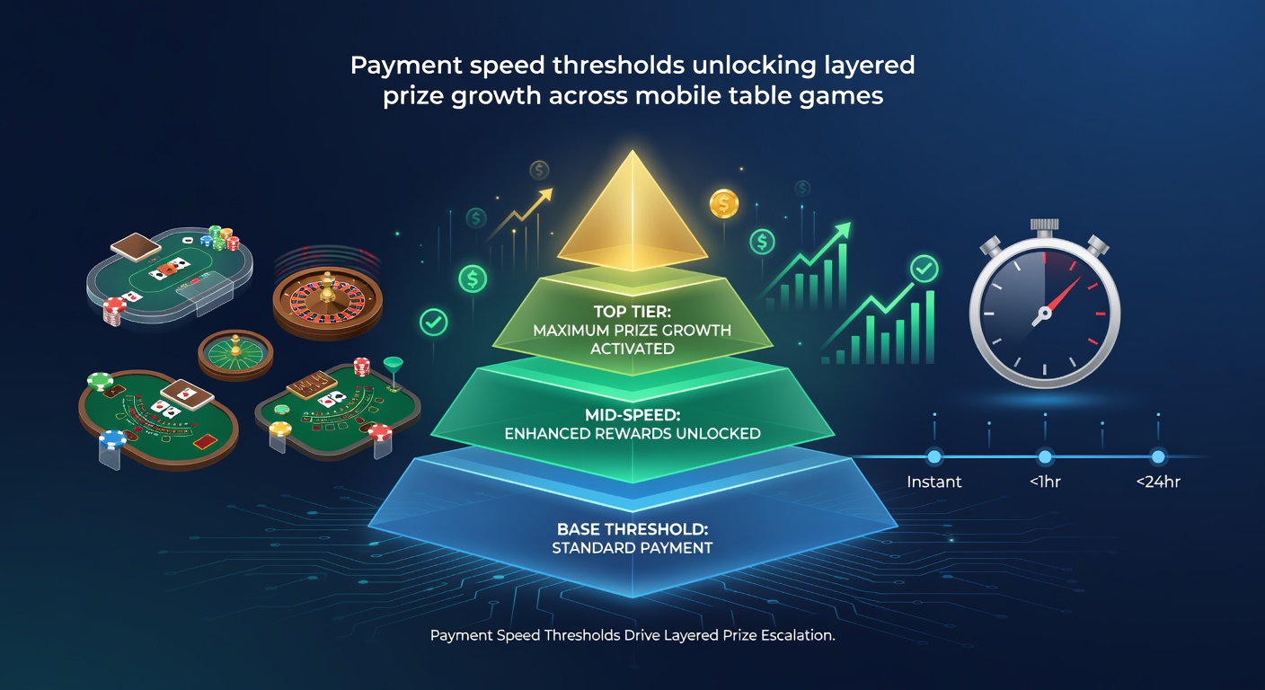 Mobile screen displaying layered bonuses triggered by payment speed in table games and sports wagers
