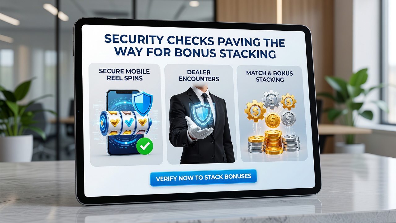 Live dealer table interface with security badge and stacked bonus notifications during gameplay