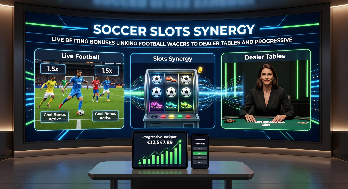 Close-up of a progressive jackpot meter climbing during a live soccer broadcast, with icons for dealer blackjack and slot symbols merging in the background