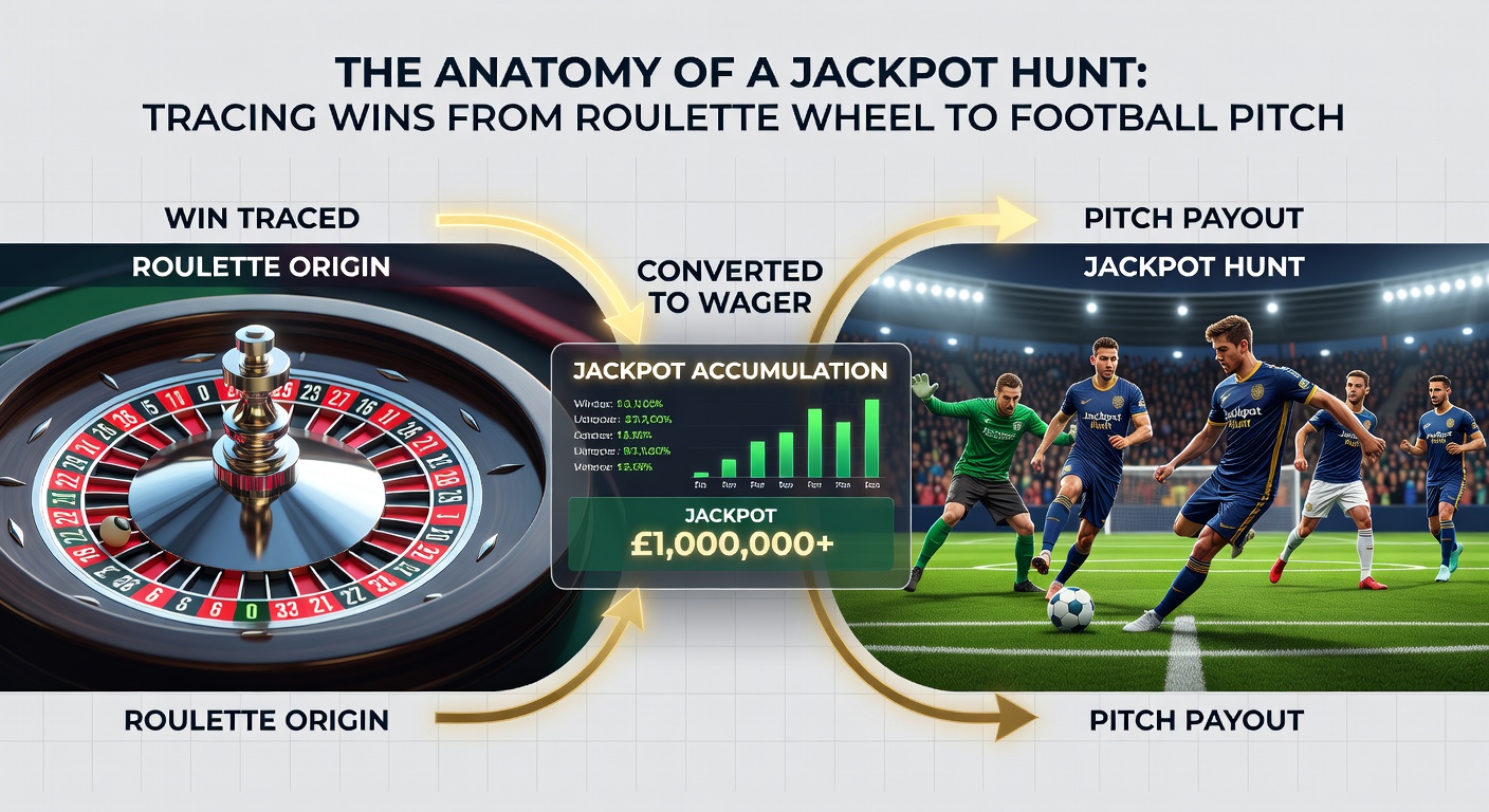 A bustling football pitch during a Premier League match, overlaid with digital betting slips showing accumulator odds climbing toward jackpot levels
